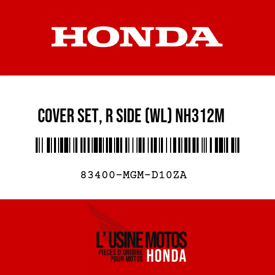 image de 83400-MGM-D10ZA COVER SET, R SIDE (WL) NH312M (NH312M MAT CYNOS GRAY METALLIC)