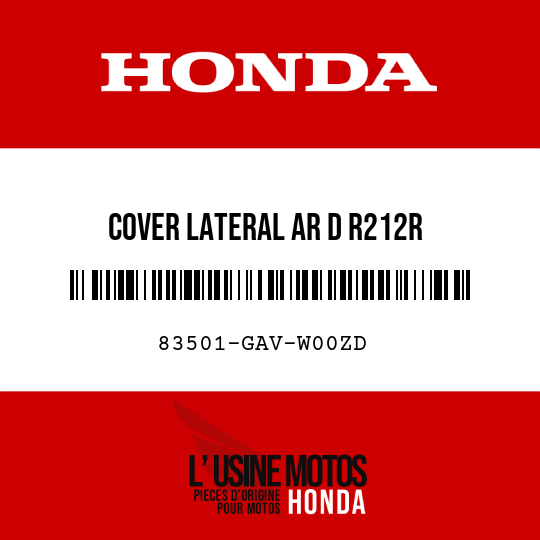 image de 83501-GAV-W00ZD COVER LATERAL AR D R212R
