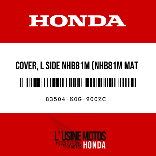 image de 83504-K0G-900ZC COVER, L SIDE NHB81M (NHB81M MAT VULCAN SILVER METALLIC)