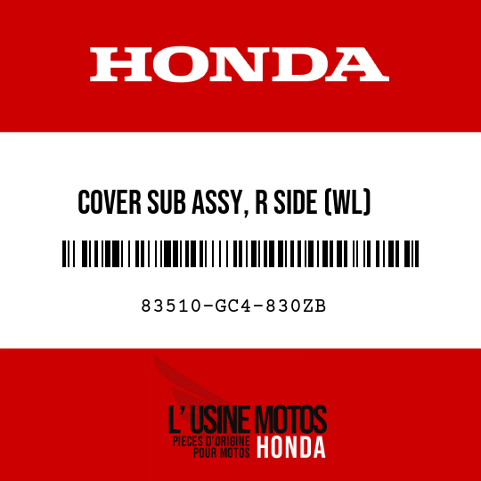 image de 83510-GC4-830ZB COVER SUB ASSY, R SIDE (WL) R119/TYPE1  (R119/TYPE1 FLASH RED/TYPE1)