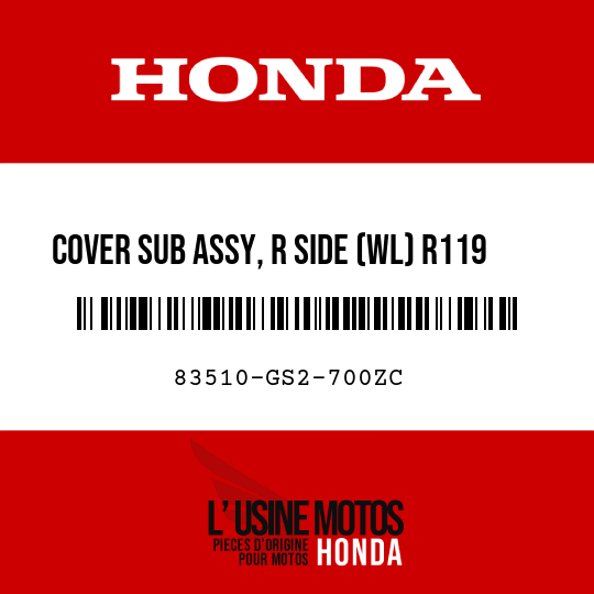 image de 83510-GS2-700ZC COVER SUB ASSY, R SIDE (WL) R119  (R119 FLASH RED)