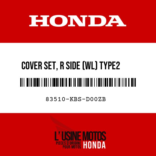 image de 83510-KBS-D00ZB COVER SET, R SIDE (WL) TYPE2  (TYPE2 )