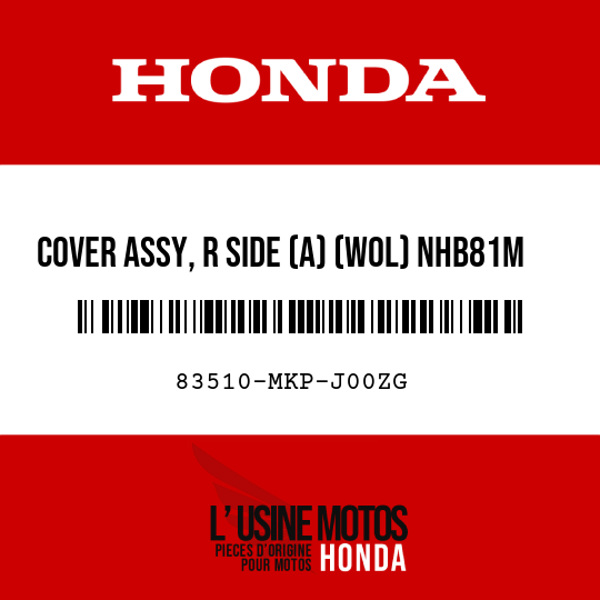 image de 83510-MKP-J00ZG COVER ASSY, R SIDE (A) (WOL) NHB81M (NHB81M MAT VULCAN SILVER METALLIC)