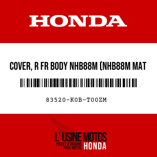 image de 83520-K0B-T00ZM COVER, R FR BODY NHB88M (NHB88M MAT RUTHENIUM SILVER METALLIC)