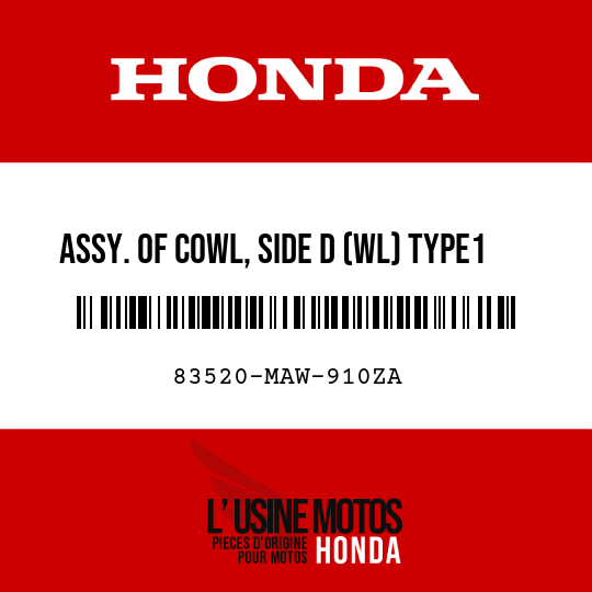 image de 83520-MAW-910ZA ASSY. OF COWL, SIDE D (WL) TYPE1