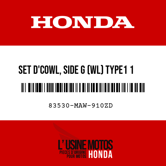 image de 83530-MAW-910ZD SET D'COWL, SIDE G (WL) TYPE1 1