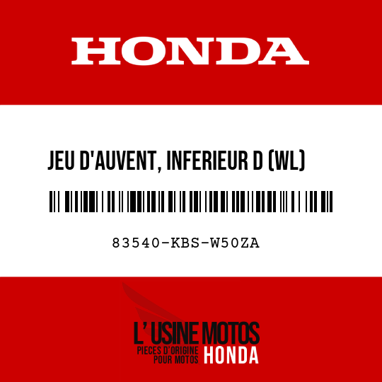 image de 83540-KBS-W50ZA JEU D'AUVENT, INFERIEUR D (WL) TYPE1