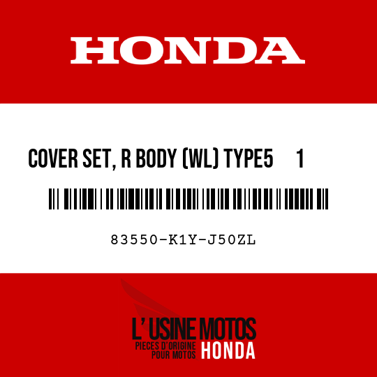 image de 83550-K1Y-J50ZL COVER SET, R BODY (WL) TYPE5     1 (TYPE5     1 )