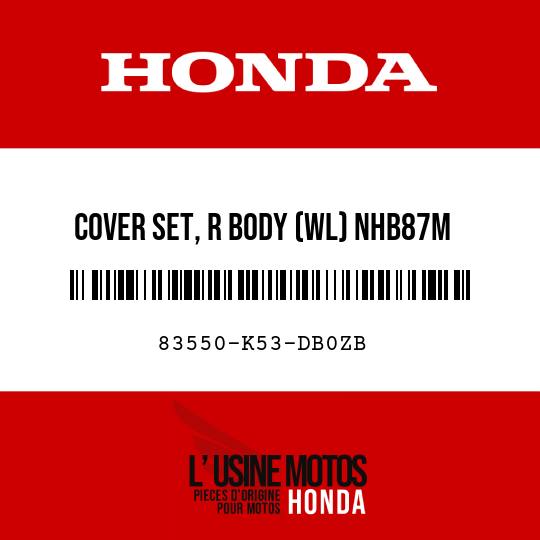 image de 83550-K53-DB0ZB COVER SET, R BODY (WL) NHB87M (NHB87M LUCENT SILVER METALLIC)