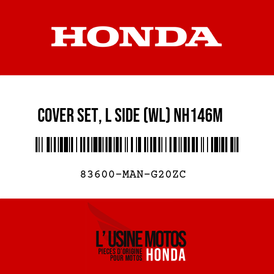 image de 83600-MAN-G20ZC COVER SET, L SIDE (WL) NH146M (NH146M ACCURATE SILVER METALLIC)