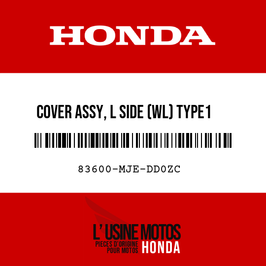 image de 83600-MJE-DD0ZC COVER ASSY, L SIDE (WL) TYPE1 (TYPE1 )