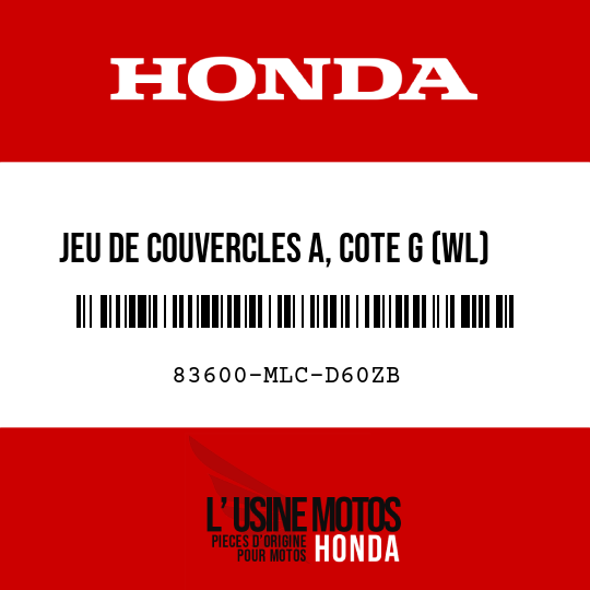 image de 83600-MLC-D60ZB JEU DE COUVERCLES A, COTE G (WL) TYPE2