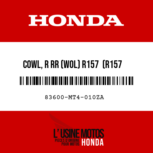 image de 83600-MT4-010ZA COWL, R RR (WOL) R157  (R157 ITALIAN RED)
