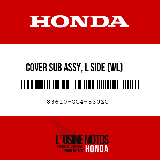 image de 83610-GC4-830ZC COVER SUB ASSY, L SIDE (WL) R119/TYPE3  (R119/TYPE3 FLASH RED/TYPE3)