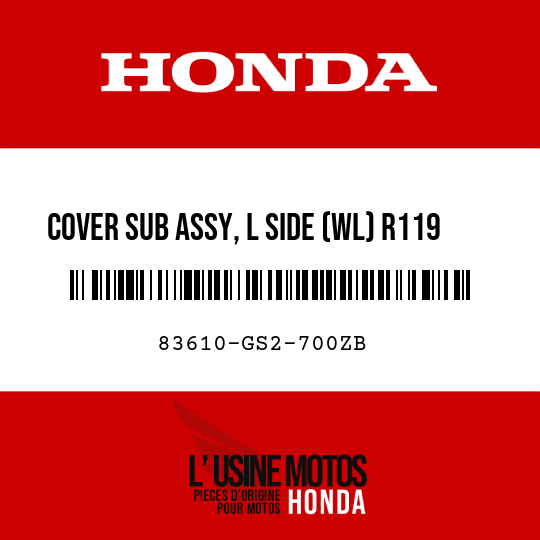 image de 83610-GS2-700ZB COVER SUB ASSY, L SIDE (WL) R119  (R119 FLASH RED)