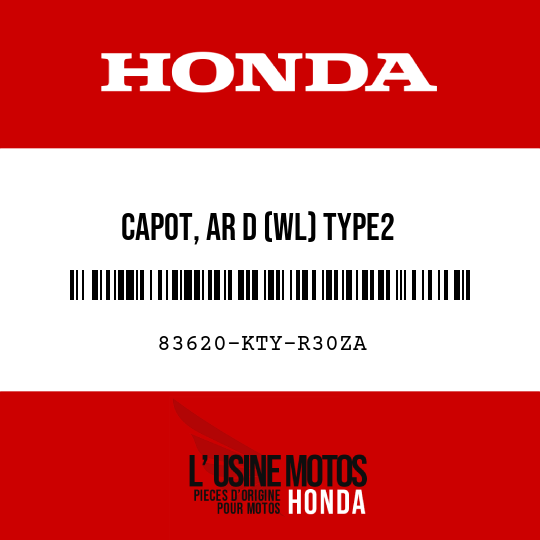 image de 83620-KTY-R30ZA CAPOT, AR D (WL) TYPE2