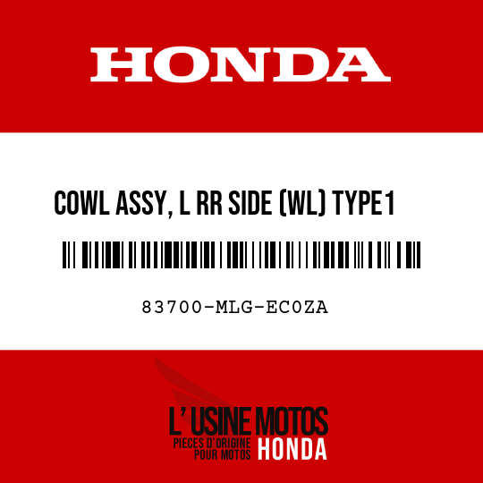 image de 83700-MLG-EC0ZA COWL ASSY, L RR SIDE (WL) TYPE1 (TYPE1 )