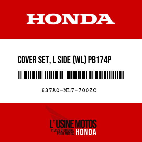 image de 837A0-ML7-700ZC COVER SET, L SIDE (WL) PB174P  (PB174P PEARL DIANA BLUE)