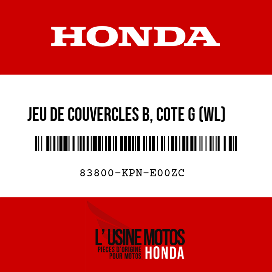 image de 83800-KPN-E00ZC JEU DE COUVERCLES B, COTE G (WL) TYPE2