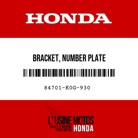 image de 84701-K0G-930 BRACKET, NUMBER PLATE