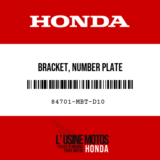 image de 84701-MBT-D10 BRACKET, NUMBER PLATE