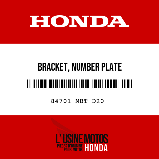 image de 84701-MBT-D20 BRACKET, NUMBER PLATE