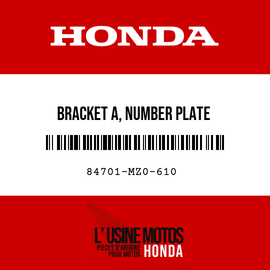 image de 84701-MZ0-610 BRACKET A, NUMBER PLATE