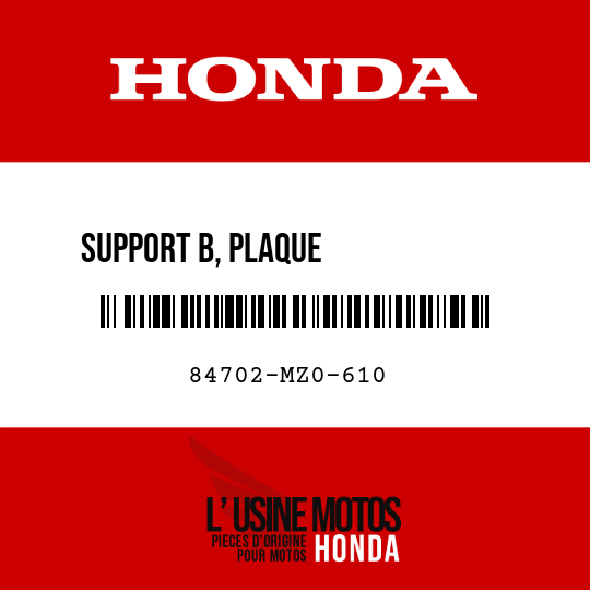 image de 84702-MZ0-610 SUPPORT B, PLAQUE             D'IMMATRICULATION