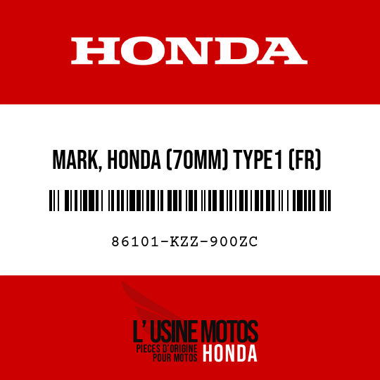 image de 86101-KZZ-900ZC MARK, HONDA (70MM) TYPE1 (FR) (TYPE1 )