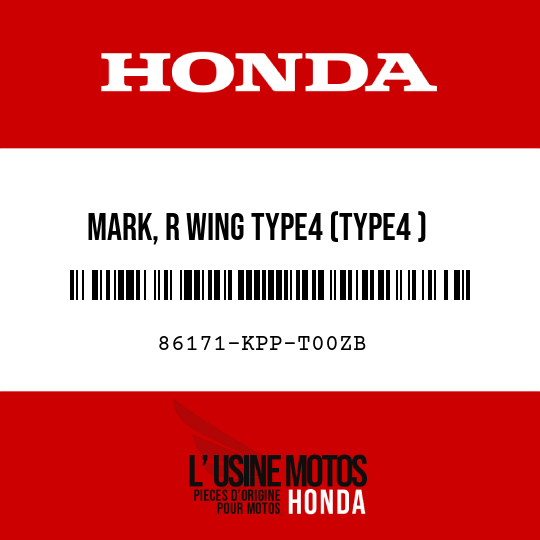 image de 86171-KPP-T00ZB MARK, R WING TYPE4 (TYPE4 )