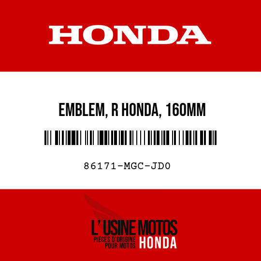 image de 86171-MGC-JD0 EMBLEM, R HONDA, 160MM