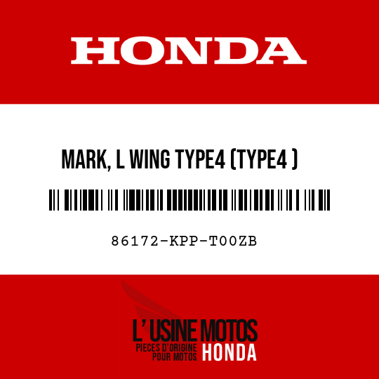 image de 86172-KPP-T00ZB MARK, L WING TYPE4 (TYPE4 )