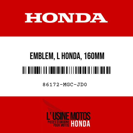 image de 86172-MGC-JD0 EMBLEM, L HONDA, 160MM