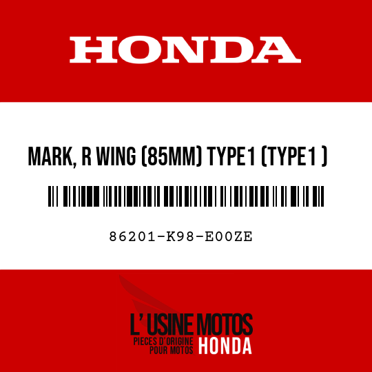 image de 86201-K98-E00ZE MARK, R WING (85MM) TYPE1 (TYPE1 )