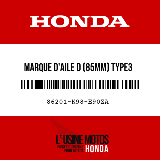 image de 86201-K98-E90ZA MARQUE D'AILE D (85MM) TYPE3