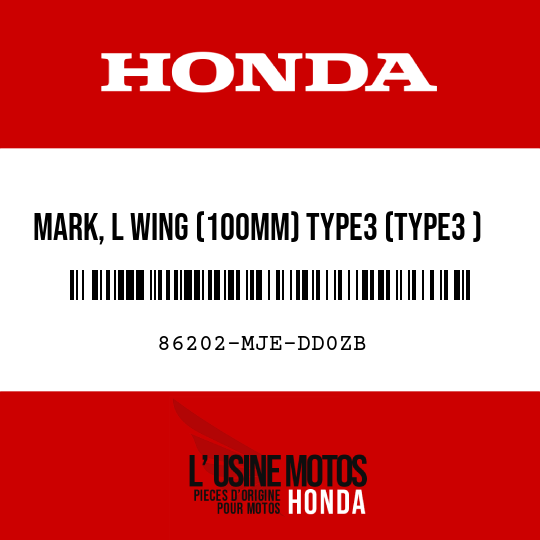 image de 86202-MJE-DD0ZB MARK, L WING (100MM) TYPE3 (TYPE3 )