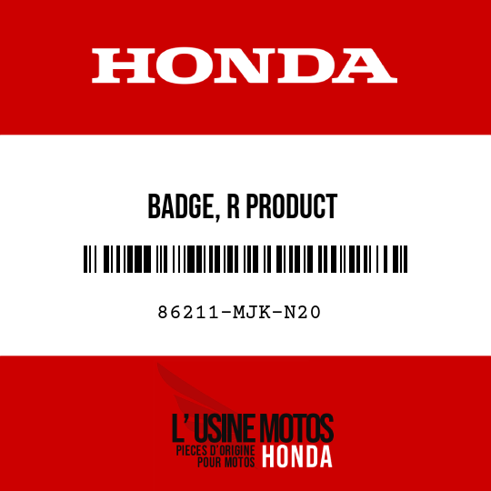 image de 86211-MJK-N20 BADGE, R PRODUCT