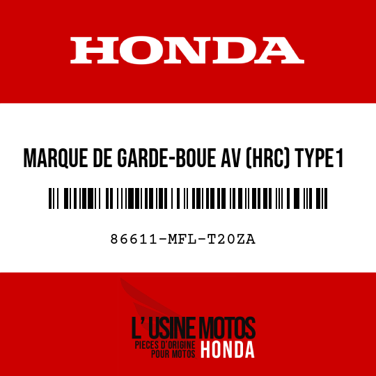 image de 86611-MFL-T20ZA MARQUE DE GARDE-BOUE AV (HRC) TYPE1