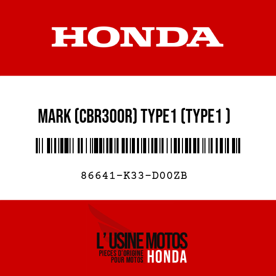 image de 86641-K33-D00ZB MARK (CBR300R) TYPE1 (TYPE1 )