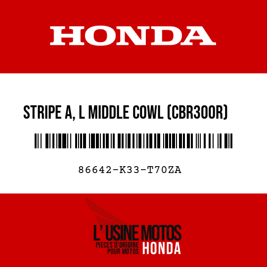 image de 86642-K33-T70ZA STRIPE A, L MIDDLE COWL (CBR300R) TYPE1 (TYPE1 )