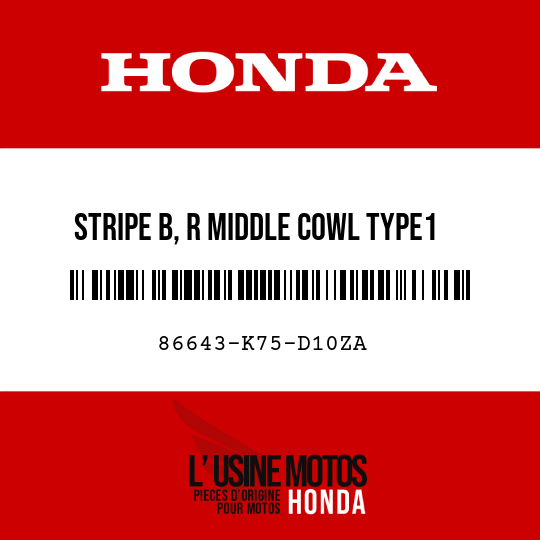 image de 86643-K75-D10ZA STRIPE B, R MIDDLE COWL TYPE1 (TYPE1 )