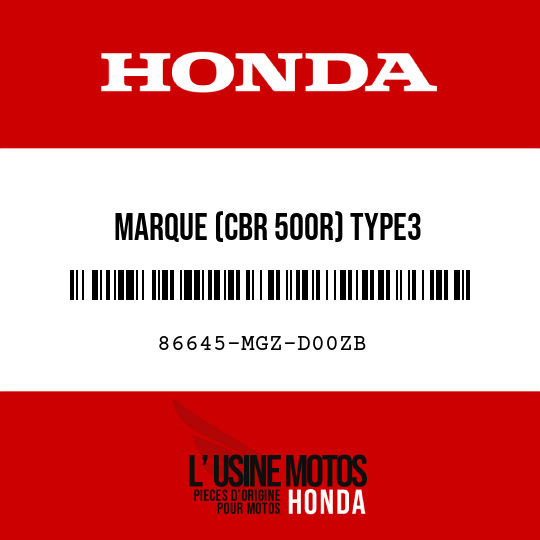 image de 86645-MGZ-D00ZB MARQUE (CBR 500R) TYPE3