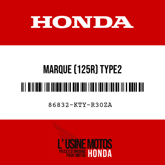 image de 86832-KTY-R30ZA MARQUE (125R) TYPE2