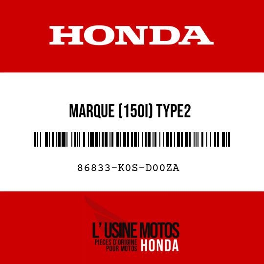 image de 86833-K0S-D00ZA MARQUE (150I) TYPE2