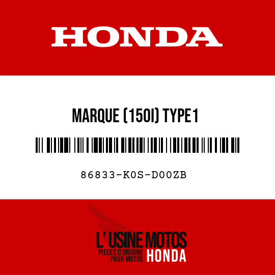image de 86833-K0S-D00ZB MARQUE (150I) TYPE1