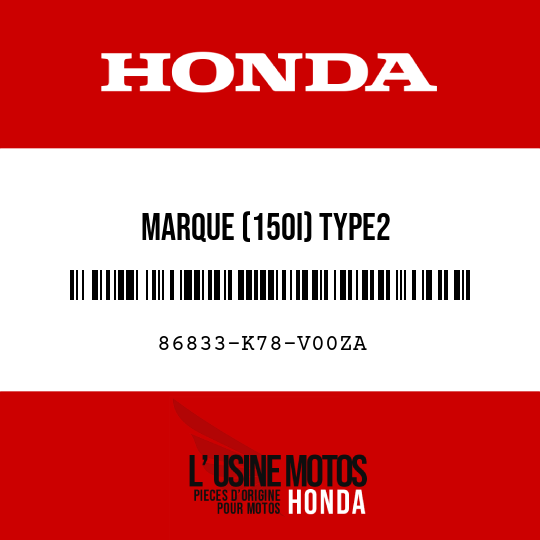 image de 86833-K78-V00ZA MARQUE (150I) TYPE2