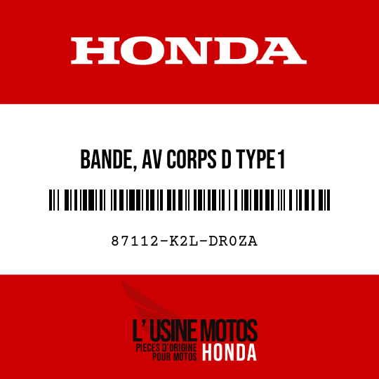 image de 87112-K2L-DR0ZA BANDE, AV CORPS D TYPE1