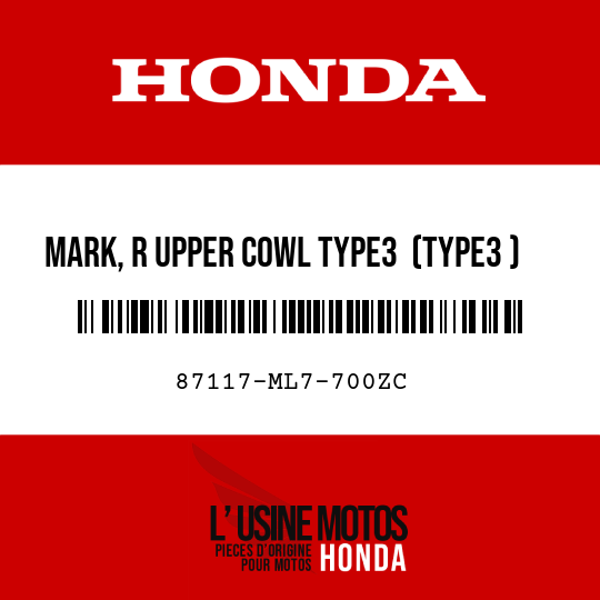 image de 87117-ML7-700ZC MARK, R UPPER COWL TYPE3  (TYPE3 )