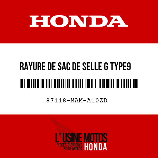 image de 87118-MAM-A10ZD RAYURE DE SAC DE SELLE G TYPE9 