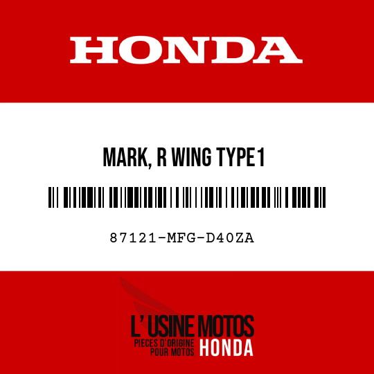 image de 87121-MFG-D40ZA MARK, R WING TYPE1